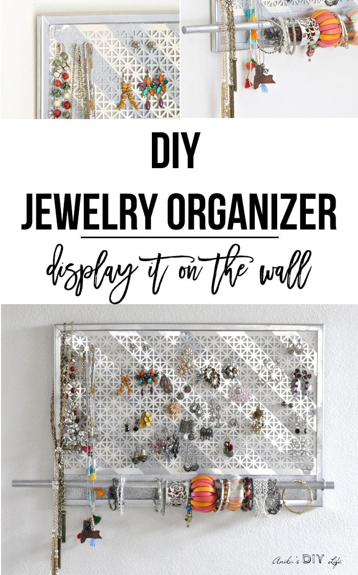 DIY Jewelry organizer collage with text overlay