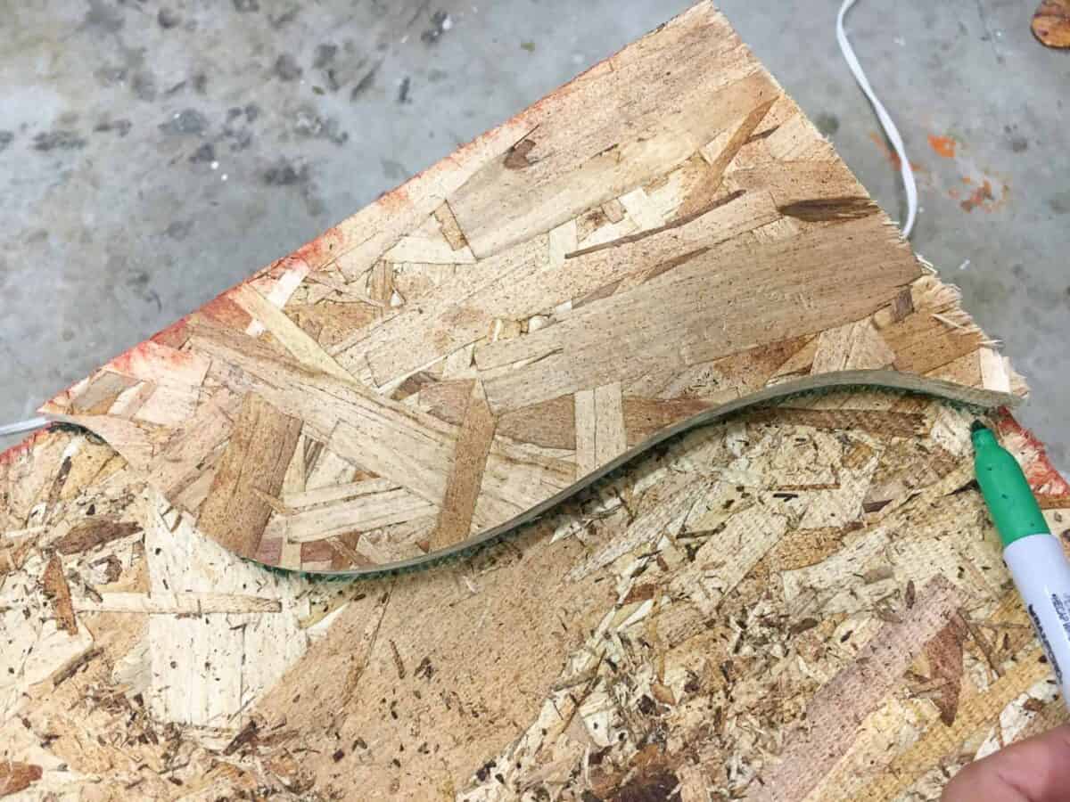 Tracing the cutout on the other side.