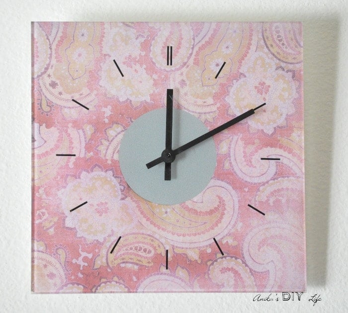 An easy Ikea Skoj Wall clock hack using pretty scrapbook paper