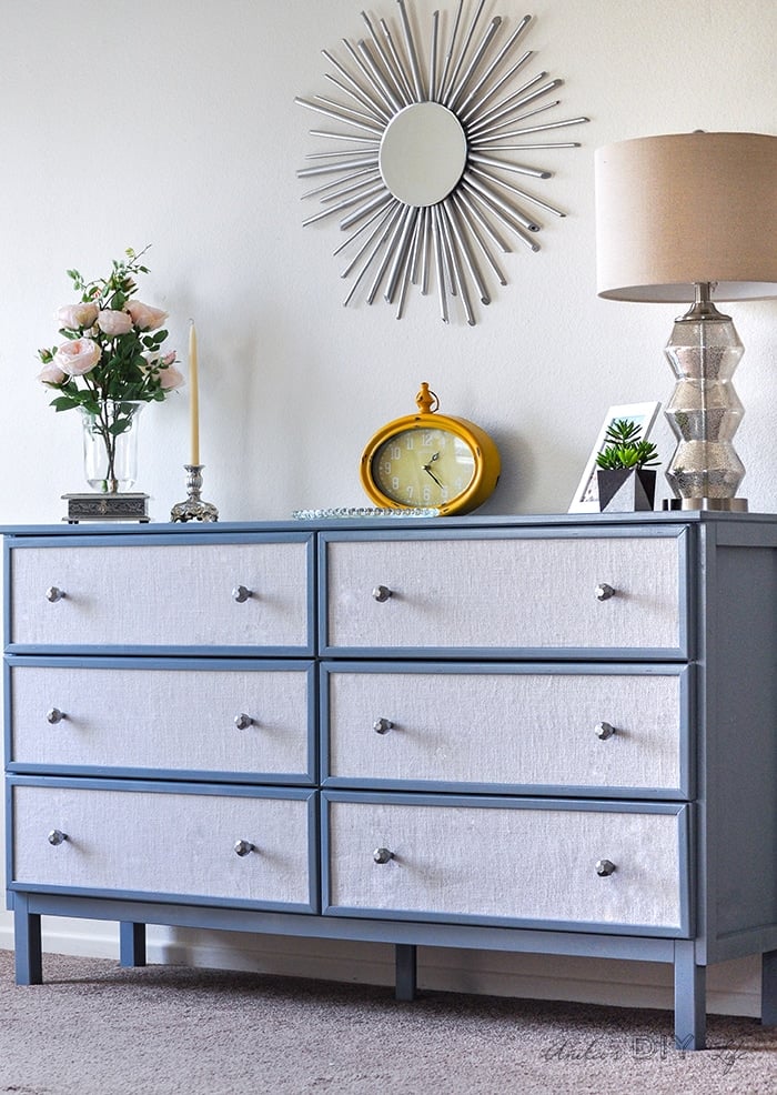 Textured Fabric Paneled Dresser Ikea Tarva Makeover Anika S