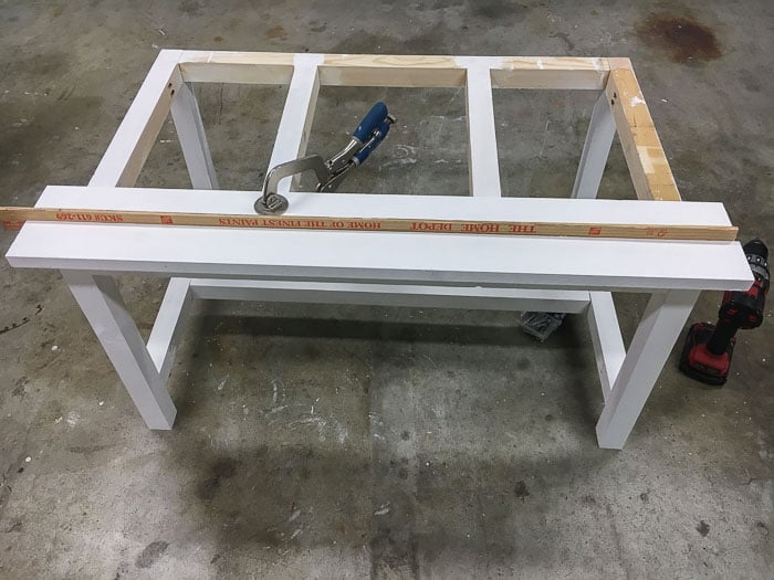 attaching top slats for the DIY coffee table