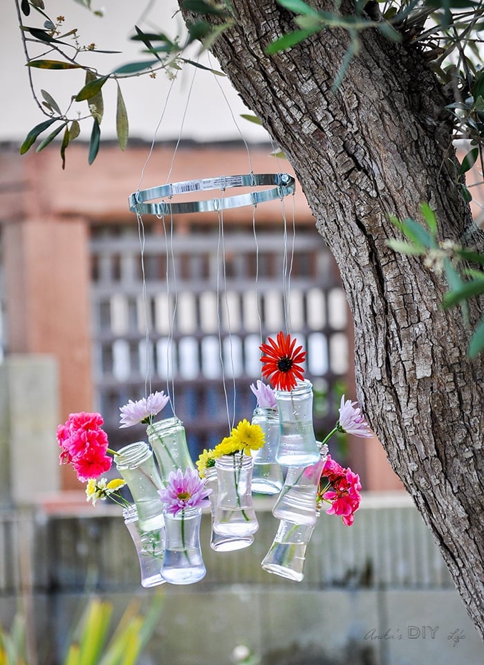 Make a DIY Recycled glass bottle decor- perfect outdoor summer decor