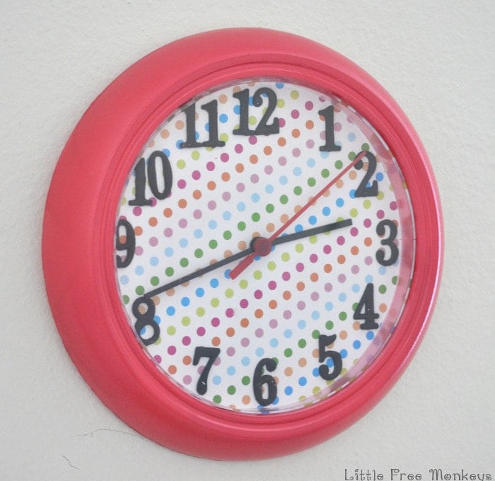 Ikea Rusch wall clock makeover - Little Free Monkeys