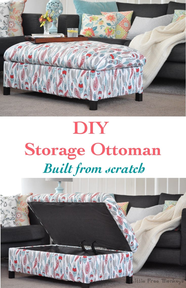Make your own DIY upholstered storage ottoman - it is super easy! This tutorial covers everything - building the frame and upholstery
