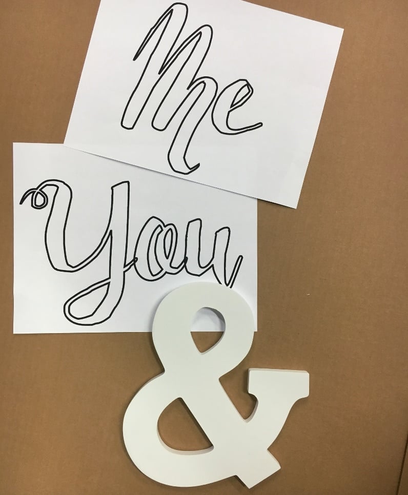 DIY distressed paper and paint bedroom wall art - "You and Me" - Full tutorial