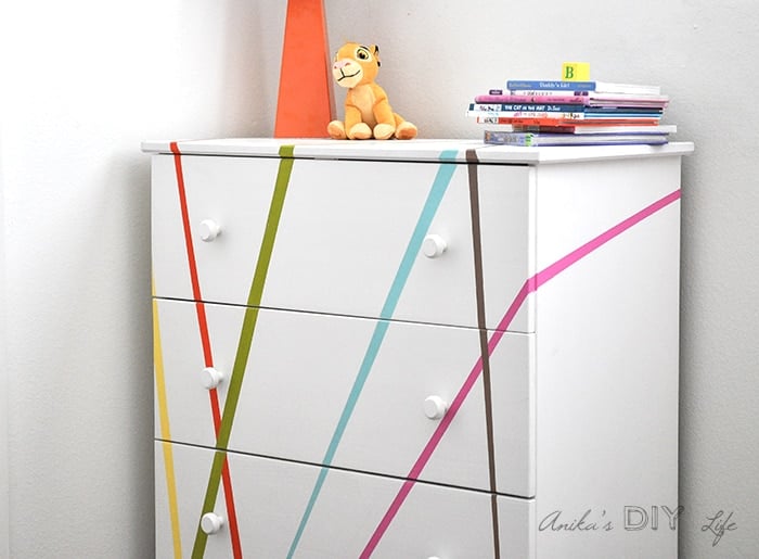Side view of the painted Ikea Tarva dresser 