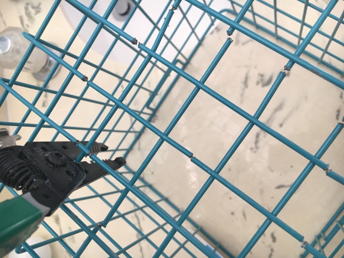 An easy and quick update to old light fixtures using a wire basket