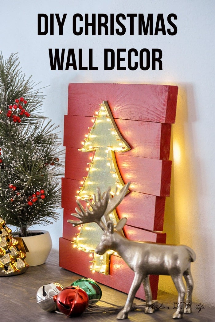 DIY Christmas Wall Decor Idea - Light Up LED Tree - Anika's DIY Life