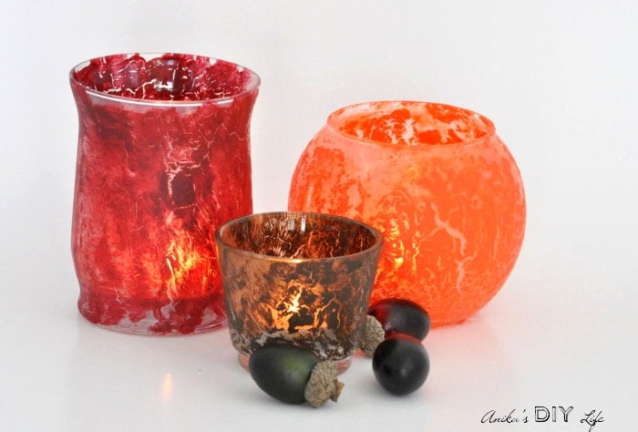 Unique votives made using an easy crackled paint technique without any special paints!