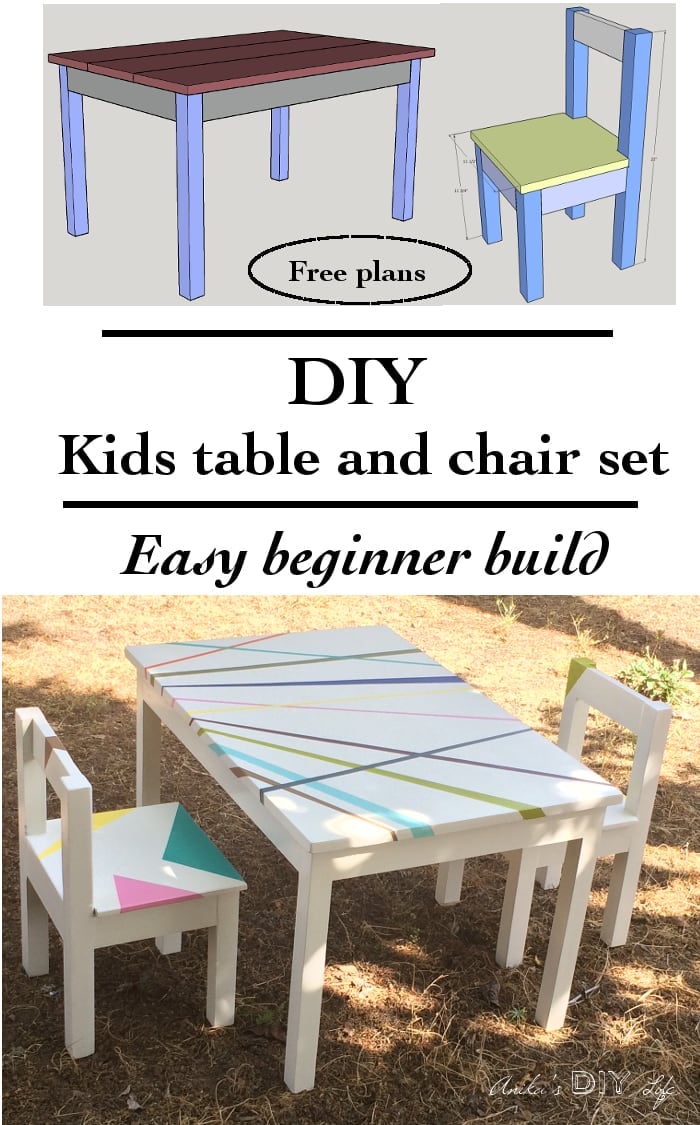 Easy DIY Kids Table and Chair set with Free Plans - Anika ...