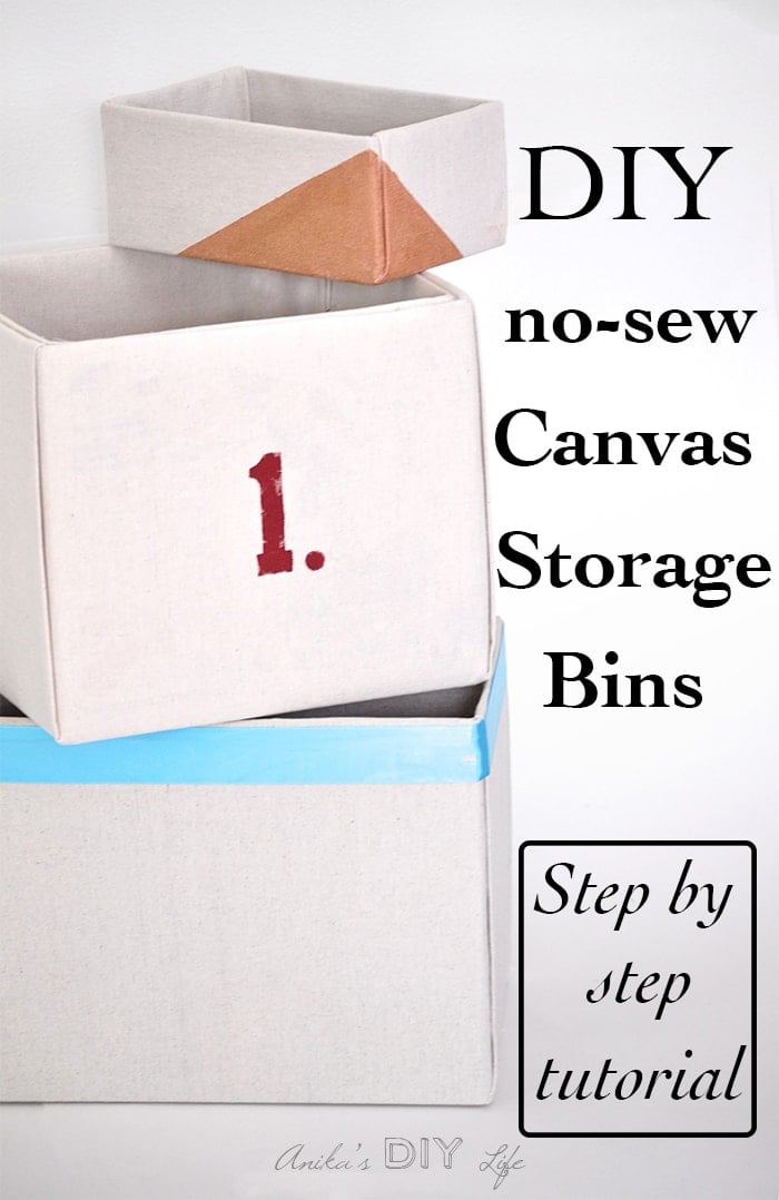 This is the best step by step tutorial for making no-sew fabric wrapped storage boxes. Drop cloth covered boxes make great canvas storage bins.