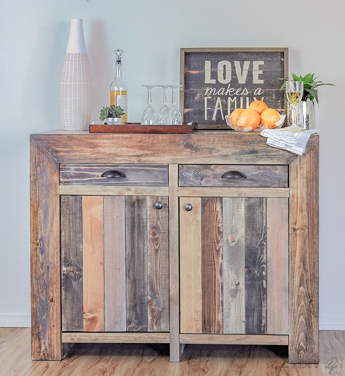 DIY Farmhouse Side Table With Storage--AKA The Diaper Cabinet