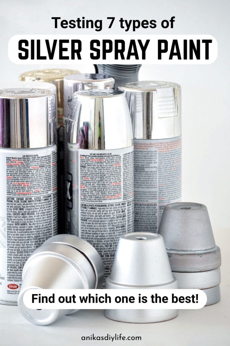 Image of best silver spray paint cans with silver pots and text overlay