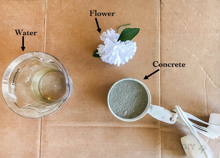 Materials to make DIY concrete flowers