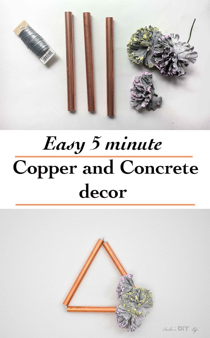How to make modern DIY copper decor with concrete flowers. | Perfect spring or summer decor