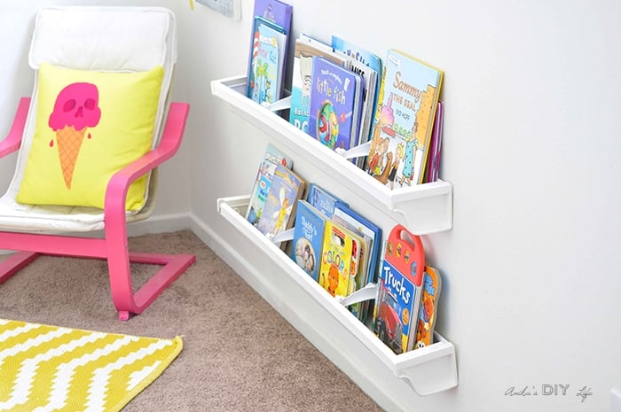 How to build rain gutter bookshelves