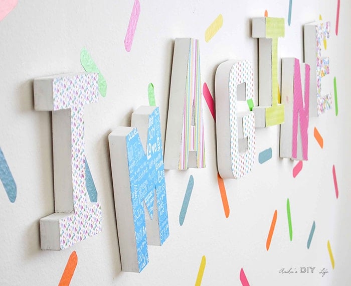Easy playroom decor idea. Paper mache letter decor