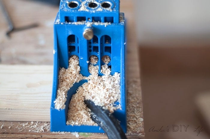Kreg Pocket hole jig filled with sawdust