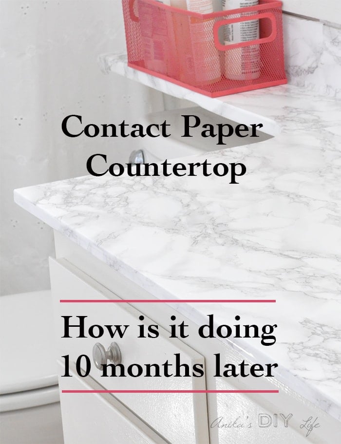 I can't believe how this marble contact paper countertop has held up in a bathroom!
