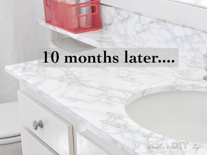 Marble Contact Paper Countertop - 10 Months Later - Anika's DIY Life