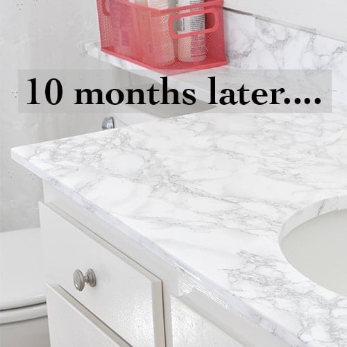 Marble Contact Paper Countertop – 10 Months Later