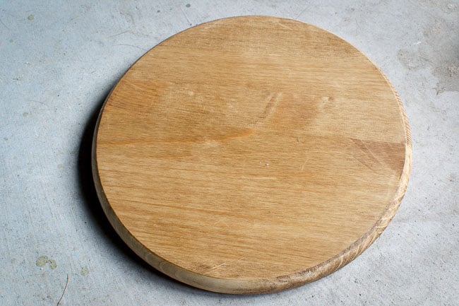 Use dark antiquing wax to make an industrial cake stand