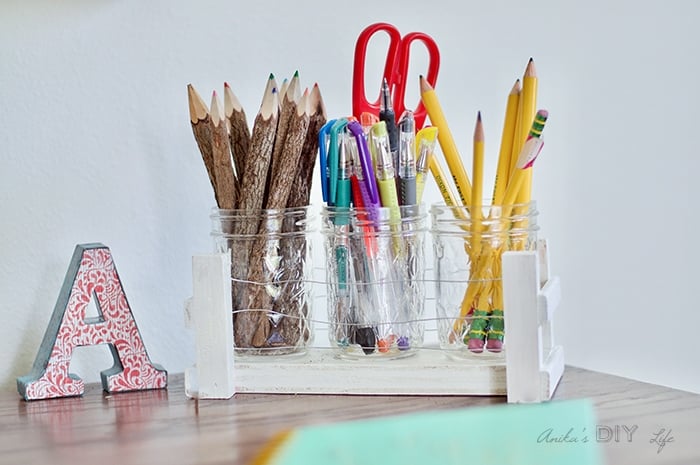 Diy Mason Jar Desk Organizer Using Scrap Wood Anika S Diy Life