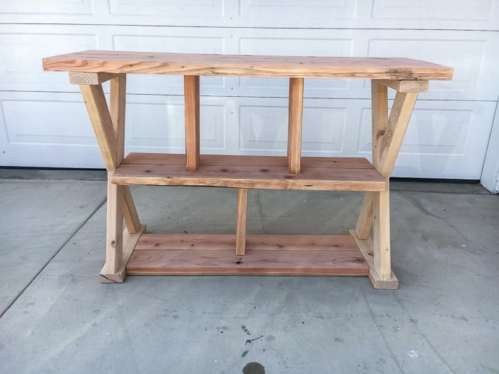 Love this easy X-leg Console table with plans