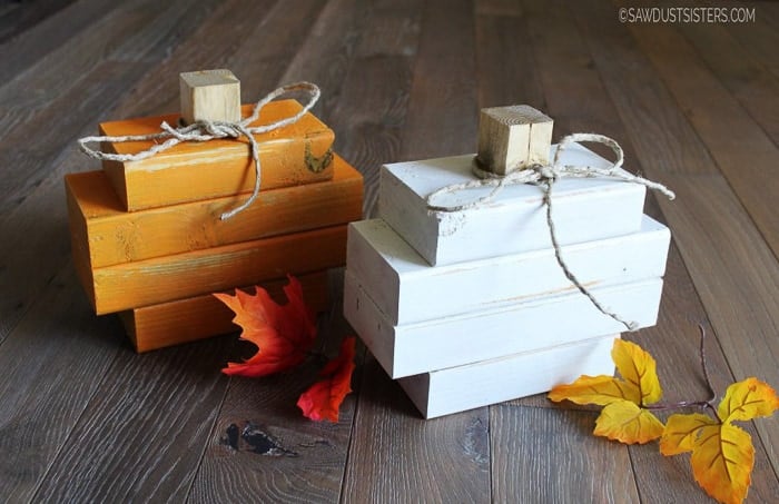 DIY scrap wood pumpkins using 2x4 wood