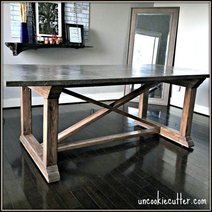 DIY COncrete dining table with X-legs