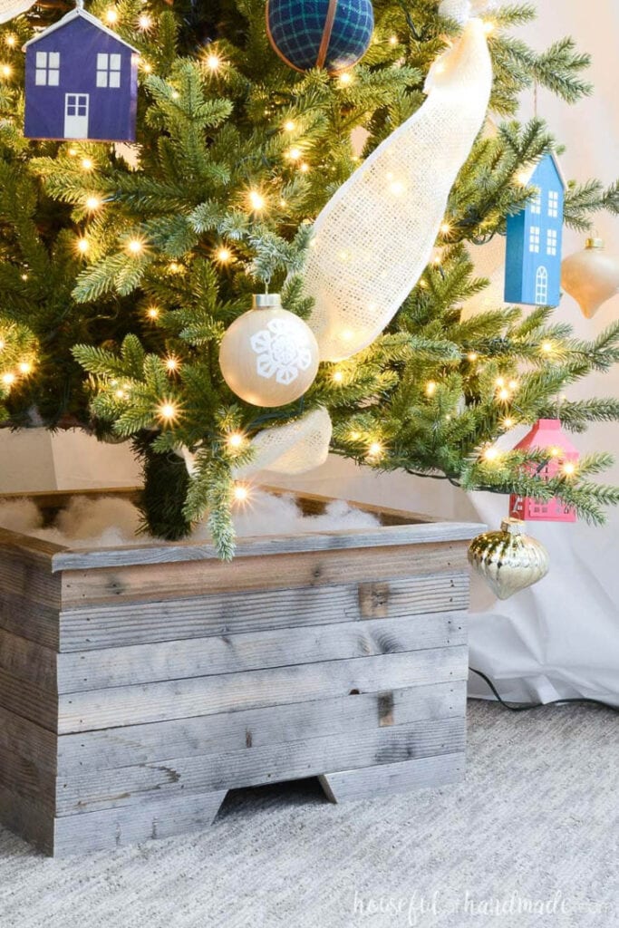 Christmas tree stand box made from reclaimed wood
