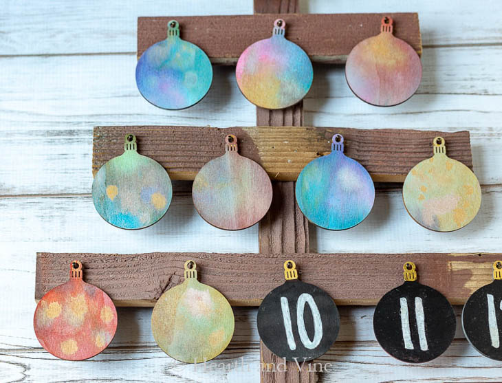 Vintage barn strip tree with numbered day markers 