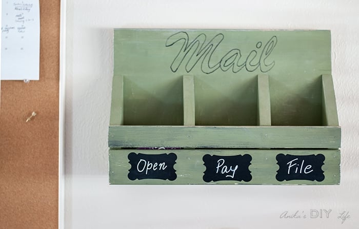 Green DIY Mail Organizer on Wall