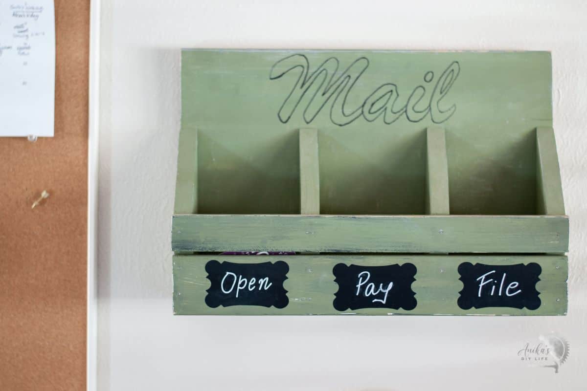 DIY mail organizer hanging on the wall