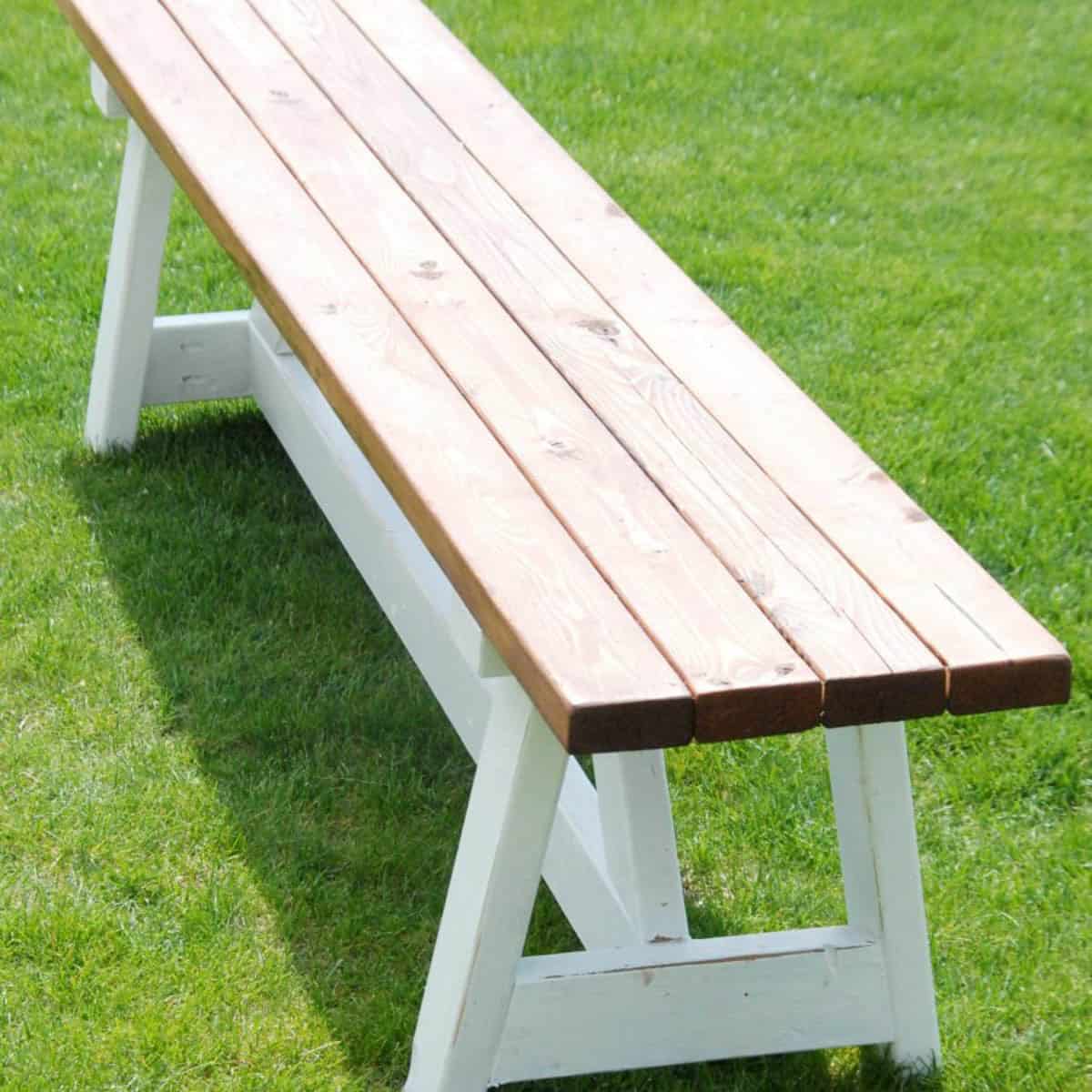 Outdoor farmhouse bench