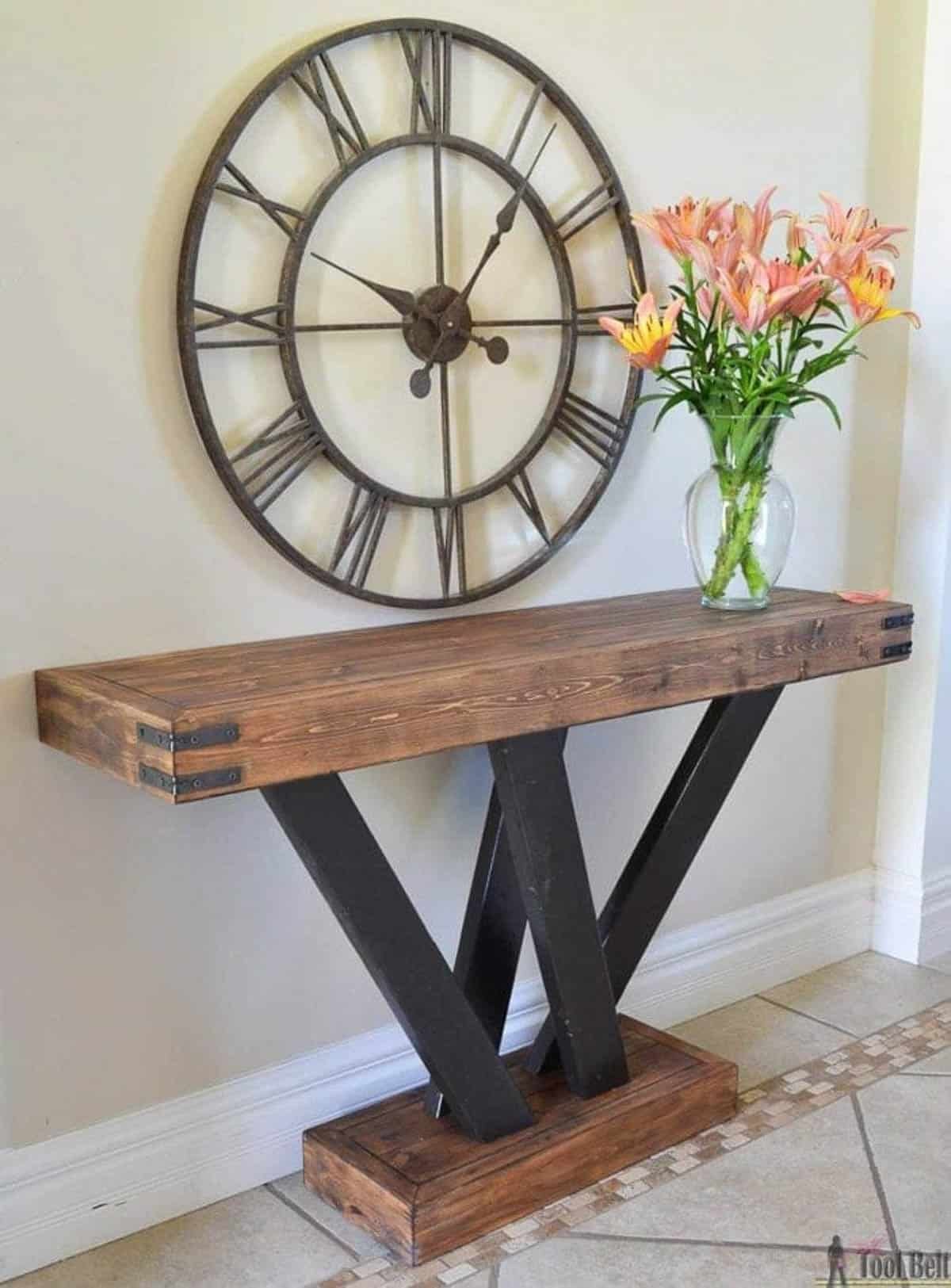 2X4 console table with rustic design