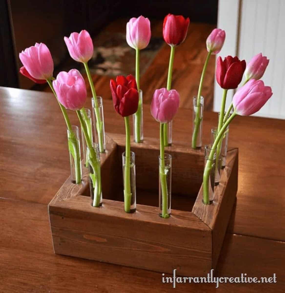 2X4 and test tube centerpiece
