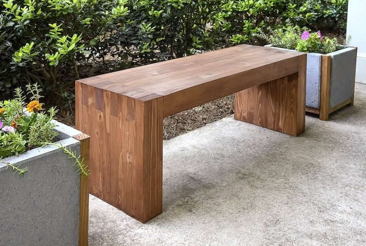 2X4 outdoor bench with waterfall design 