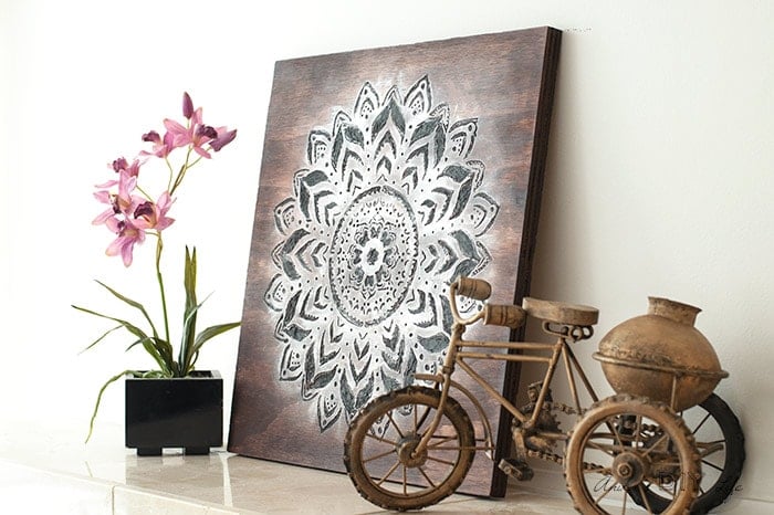 Dremel wood carving to create engraved mandala
