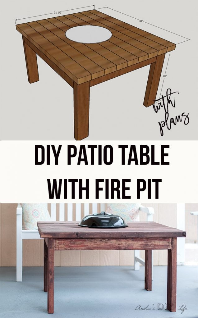 DIY Patio Table With Fire Pit Step By Step Tutorial And Plans To Build