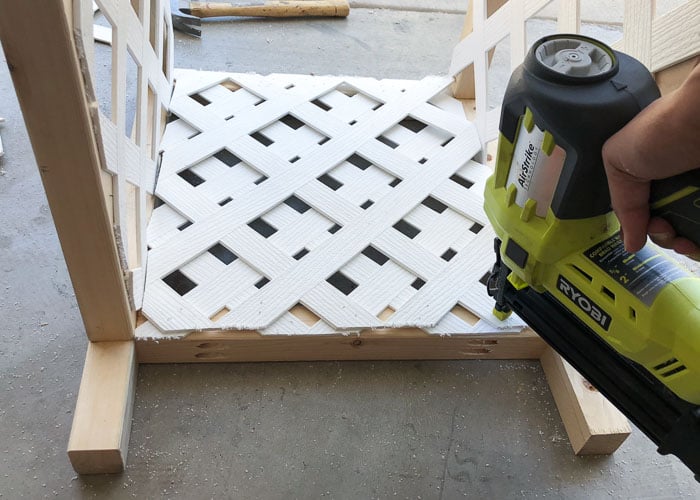 Attaching second layer of lattice using finish nails