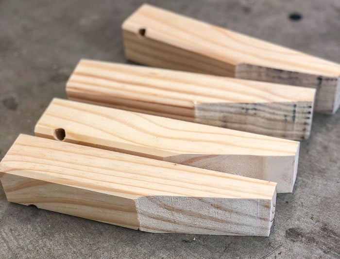 Cut up feet for the Ikea Tarva nightstand makeover