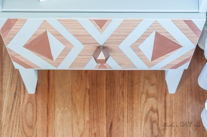 Close up of drawer of the Ikea Tarva nightstand