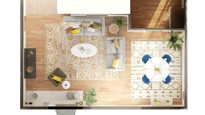 Top view of Design 1 with Modsy Designs