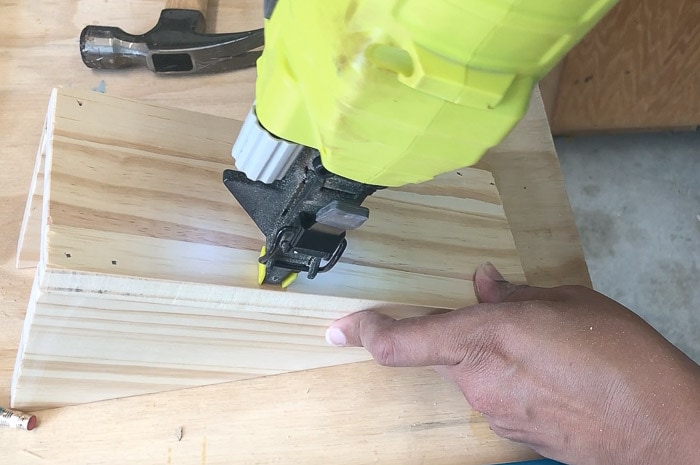 Attaching the wood sides to the base of the modern pencil holder