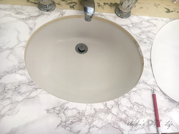 How to apply contact paper to countertop in bathroom
