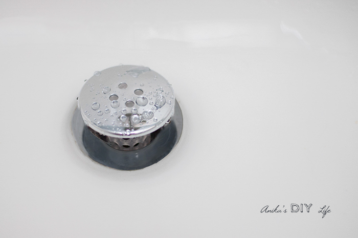 TubShroom installed in bathtub drain.