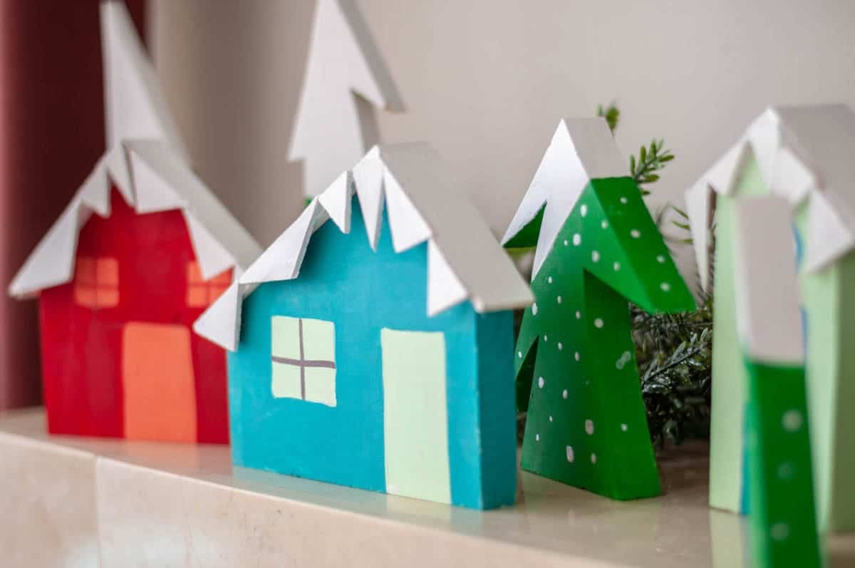 Colorful Christmas village  with houses and trees