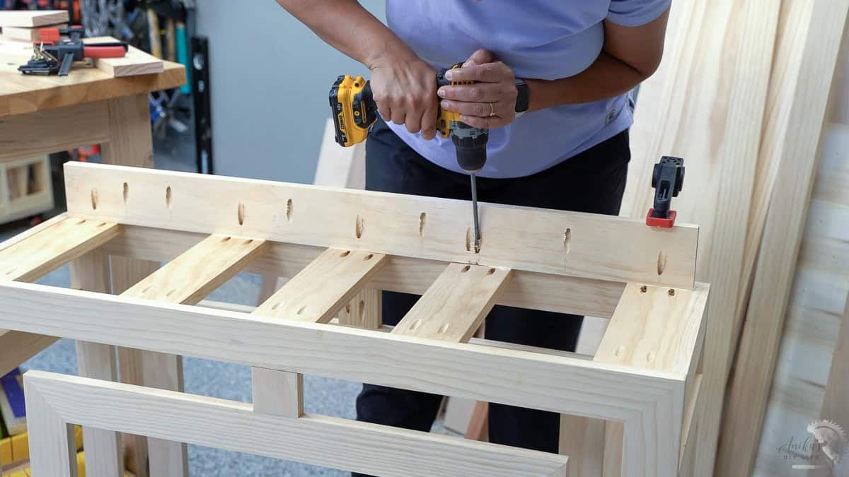 attaching the spacer with pocket hole screws