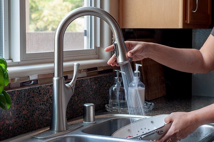 Spray action of newly installed kitchen faucet